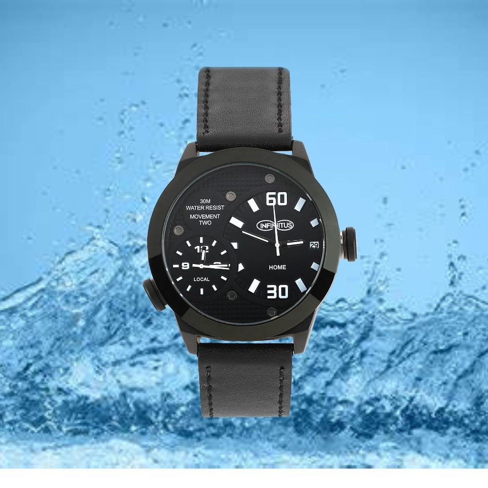 viator Black Quartz Men's Watch